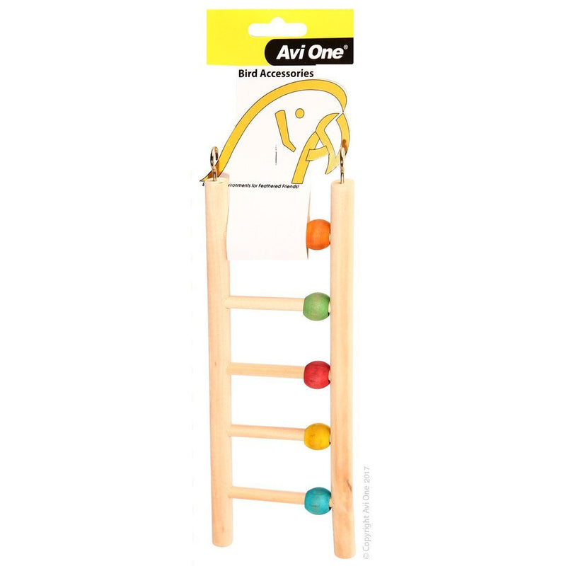 Avi One Wooden Ladder Bird Toy 5 Rung with Beads-Habitat Pet Supplies