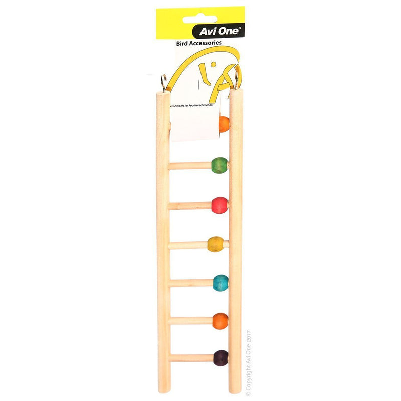 Avi One Wooden Ladder Bird Toy 7 Rung with Beads-Habitat Pet Supplies