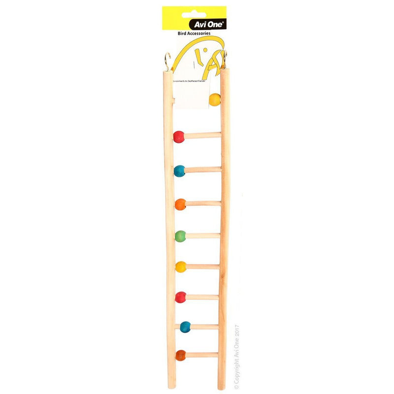 Avi One Wooden Ladder Bird Toy 9 Rung with Beads-Habitat Pet Supplies