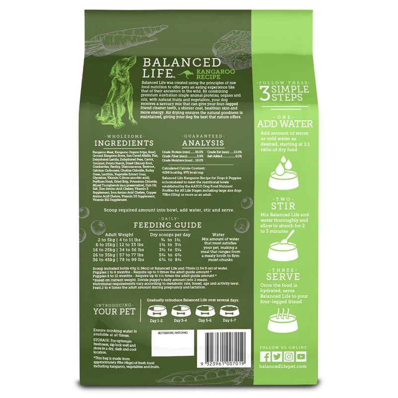 Balanced Life Dog Kangaroo Recipe Dry Food 1kg