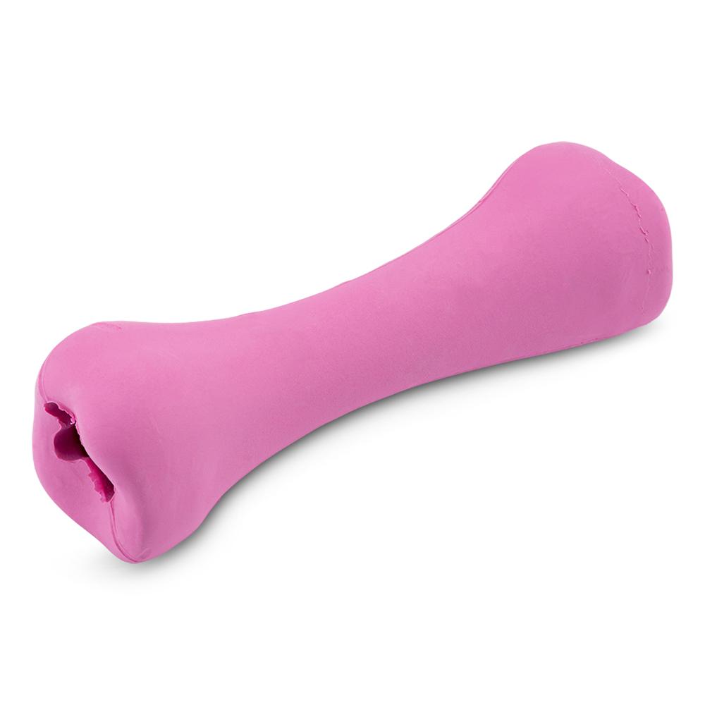 Beco Bone Natural Rubber Bone Dog Toy Pink Small***-Habitat Pet Supplies
