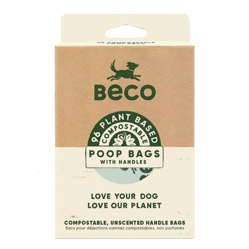 Beco Eco-Friendly Compostable Dog Poop Bags with Handles 96pk-Habitat Pet Supplies