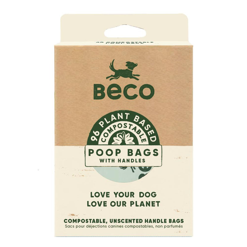 Beco Eco-Friendly Compostable Dog Poop Bags with Handles 96pk (+_+)-Habitat Pet Supplies