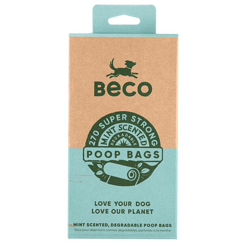 Beco Eco-Friendly Degradable Mint Scented Dog Poop Bags 270pk (+_+)-Habitat Pet Supplies