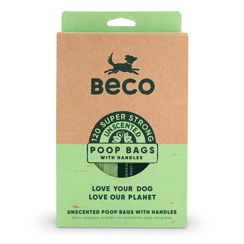Beco Super Strong Unscented Extra Large Dog Poop Bags with Handles 120pk-Habitat Pet Supplies