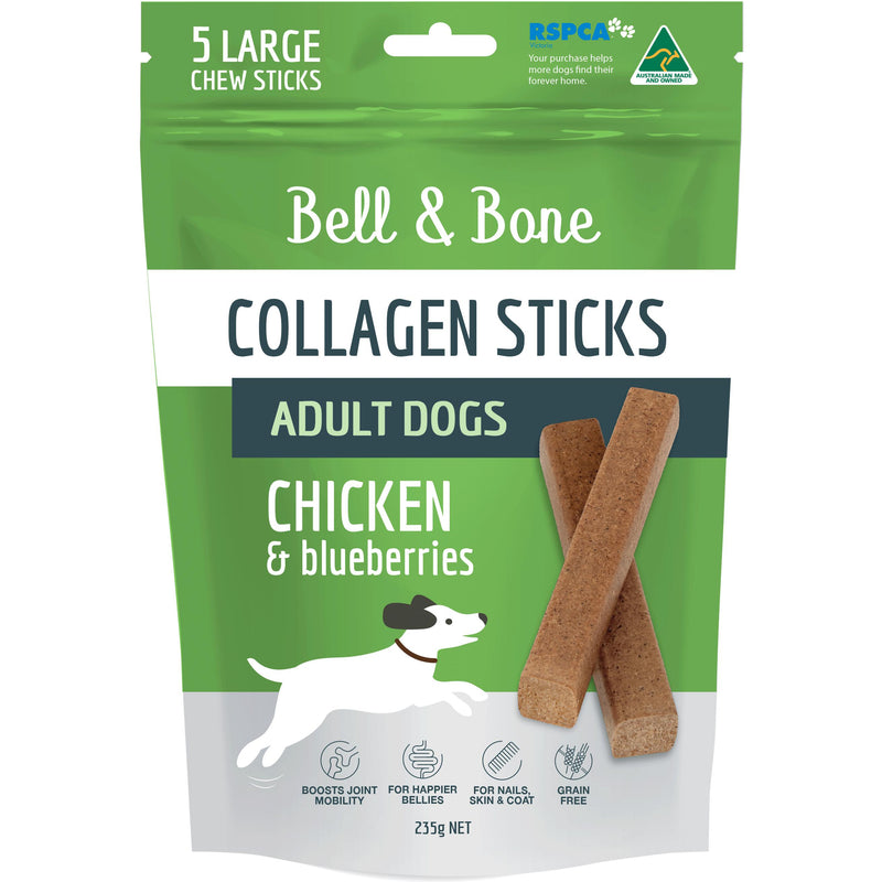 Bell and Bone Collagen Sticks Chicken and Blueberries for Adult Dogs 235g-Habitat Pet Supplies