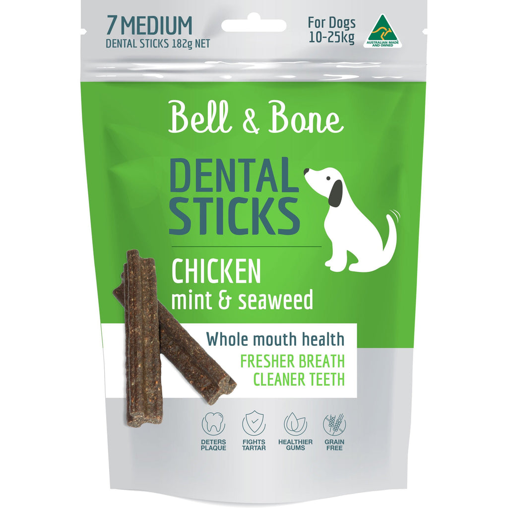 Bell and Bone Dental Sticks Chicken Mint and Seaweed for Medium Dogs 182g-Habitat Pet Supplies