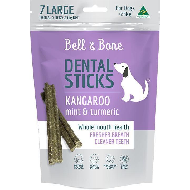 Bell and Bone Dental Sticks Kangaroo Mint and Turmeric for Large Dogs 231g-Habitat Pet Supplies