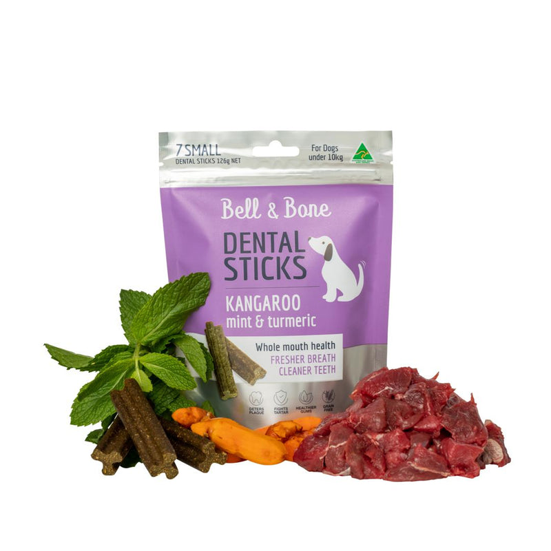 Bell and Bone Dental Sticks Kangaroo Mint and Turmeric for Small Dogs 126g