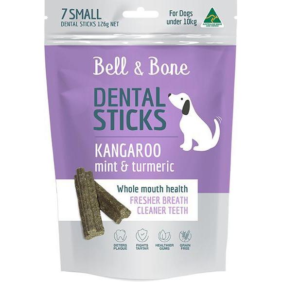 Bell and Bone Dental Sticks Kangaroo Mint and Turmeric for Small Dogs 126g-Habitat Pet Supplies