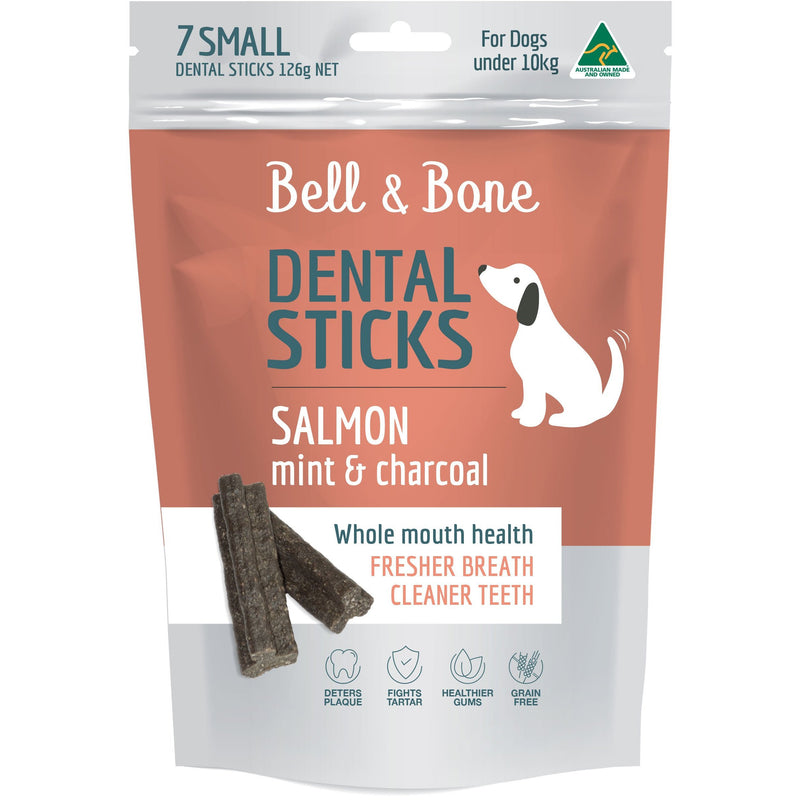 Bell and Bone Dental Sticks Salmon Mint and Charcoal for Small Dogs 126g-Habitat Pet Supplies