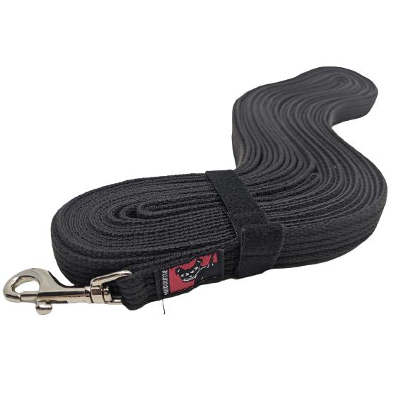 Black Dog Wear Tracking Lead 11m Long Black 20mm-Habitat Pet Supplies