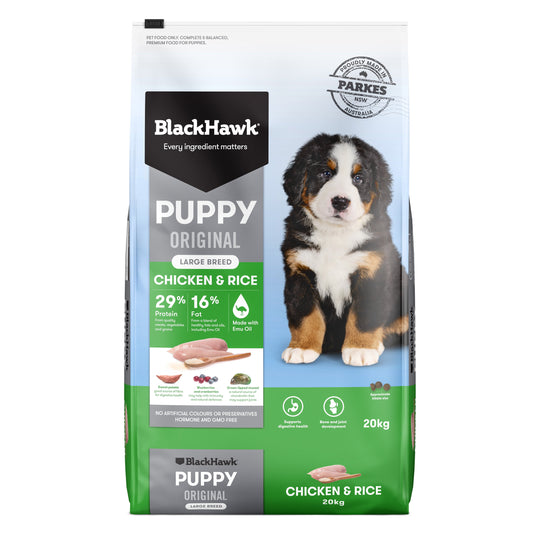 Black Hawk Chicken and Rice Large Breed Puppy Dry Dog Food 20kg ^._.^