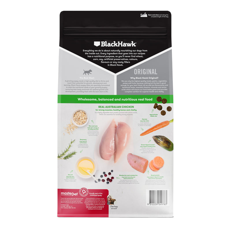 Black Hawk Chicken and Rice Large Breed Puppy Dry Dog Food 3kg ^._.^