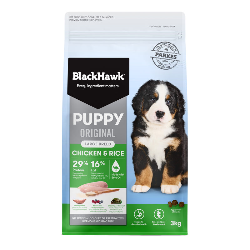 Black Hawk Chicken and Rice Large Breed Puppy Dry Dog Food 3kg-Habitat Pet Supplies