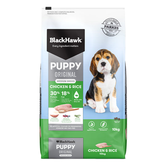 Black Hawk Chicken and Rice Medium Breed Puppy Dry Dog Food 10kg ^._.^