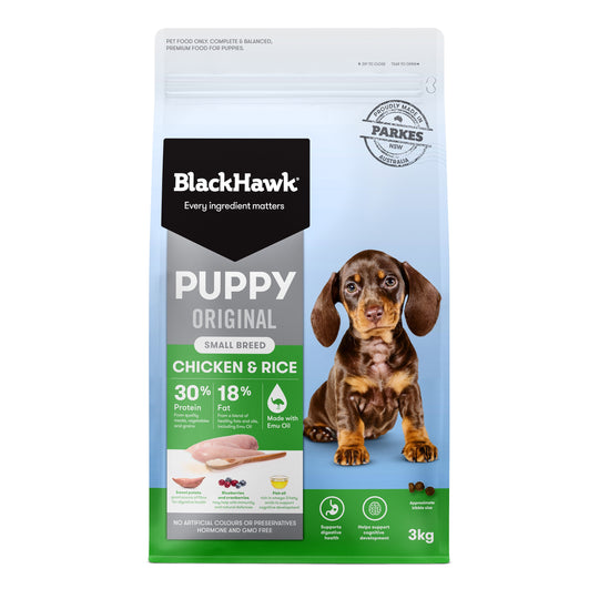 Black Hawk Chicken and Rice Small Breed Puppy Dry Dog Food 3kg ^._.^