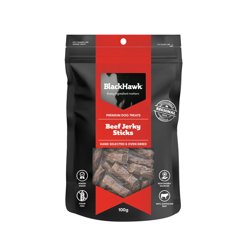 Black Hawk Dog Treats Beef Jerky Sticks 100g-Habitat Pet Supplies