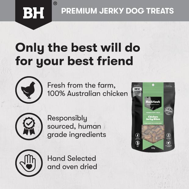 Black Hawk Dog Treats Chicken Jerky Bites for Puppies 100g