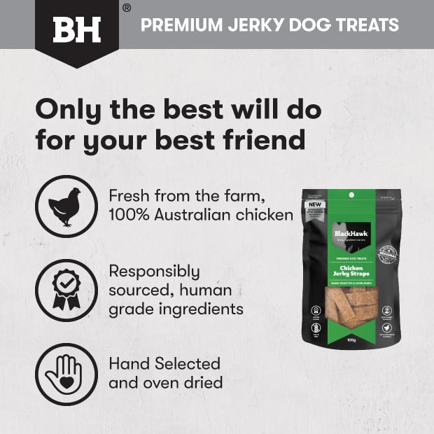 Black Hawk Dog Treats Chicken Jerky Straps 100g