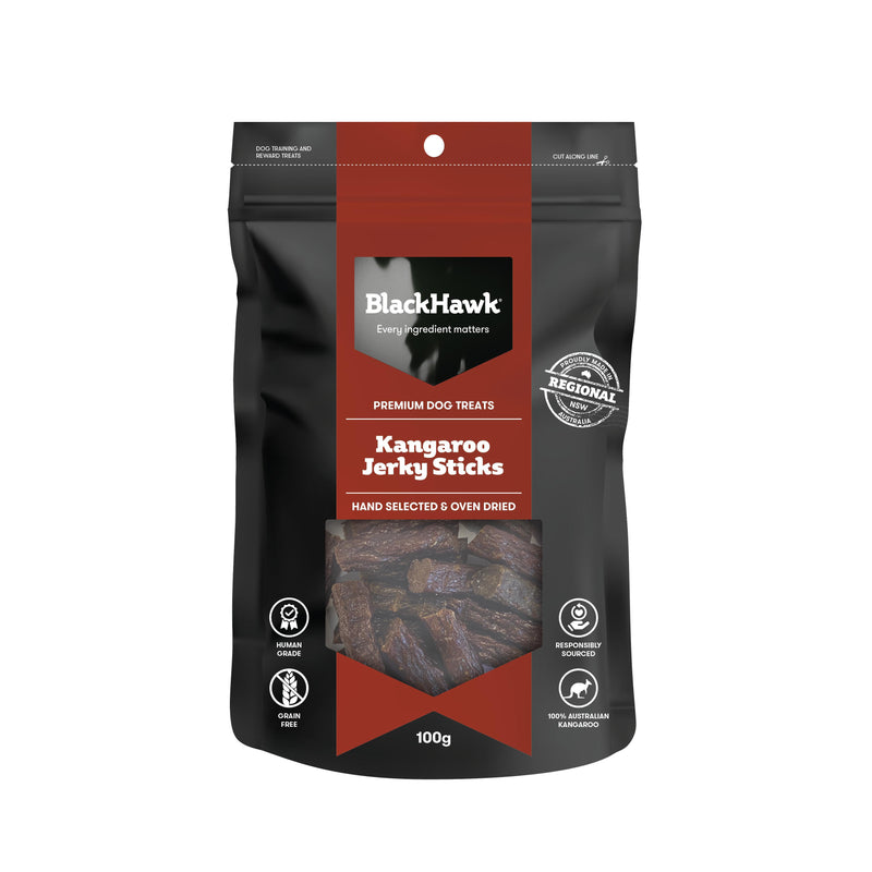 Black Hawk Dog Treats Kangaroo Jerky Sticks 100g-Habitat Pet Supplies