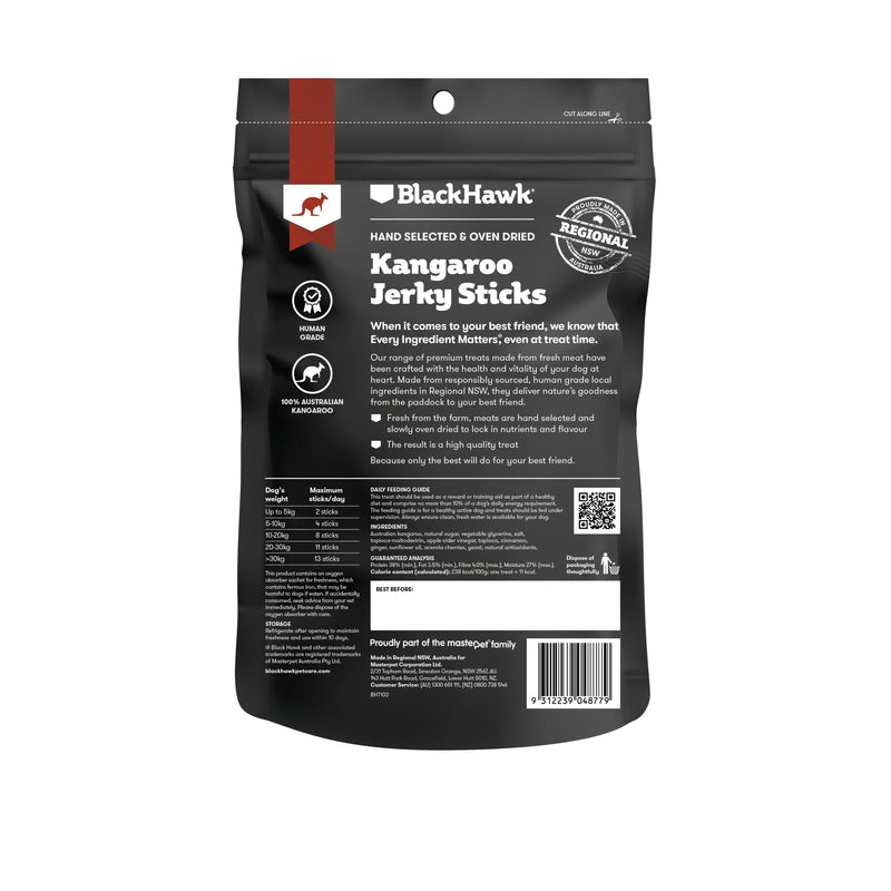 Black Hawk Dog Treats Kangaroo Jerky Sticks 100g