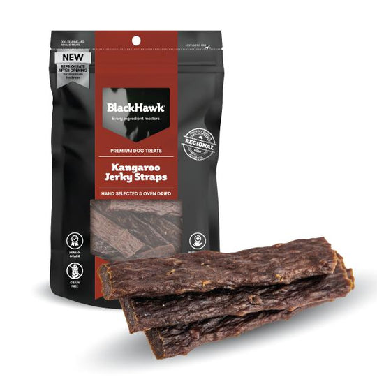 Black Hawk Dog Treats Kangaroo Jerky Straps 100g