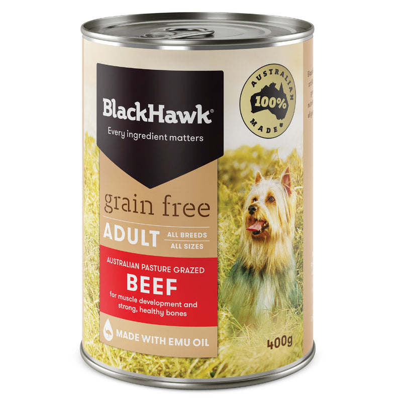 Black Hawk Grain Free Beef Wet Dog Food 400g x 12 ^._.^