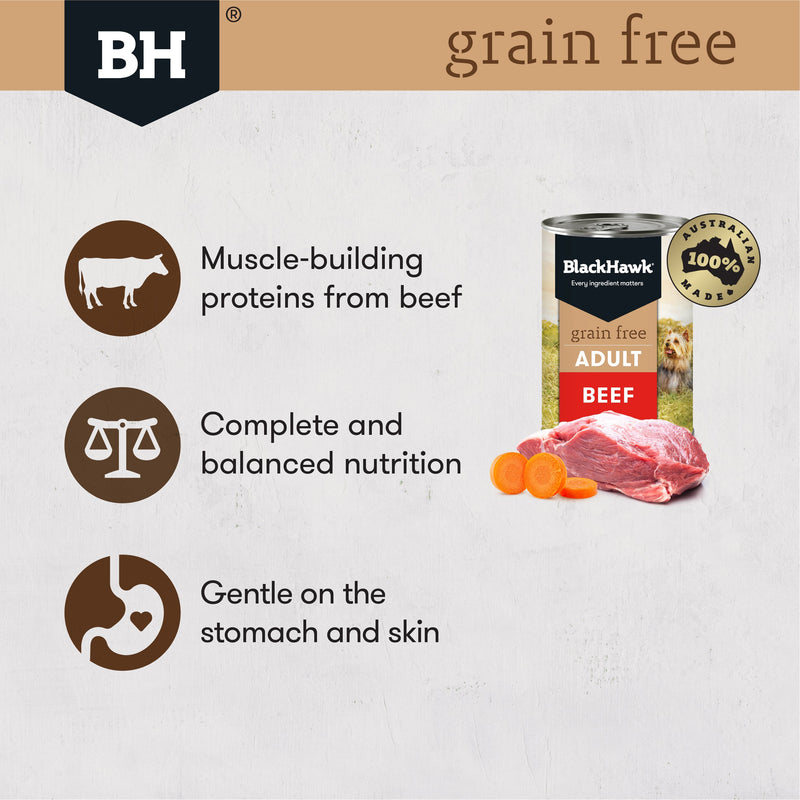 Black Hawk Grain Free Beef Wet Dog Food 400g x 12 ^._.^