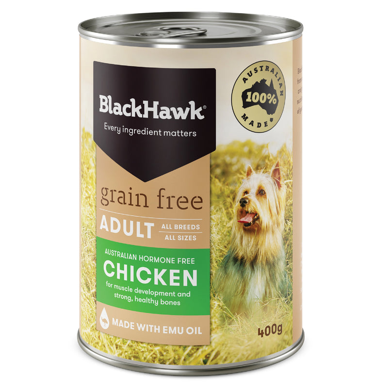 Black Hawk Grain Free Chicken Wet Dog Food 400g x 12