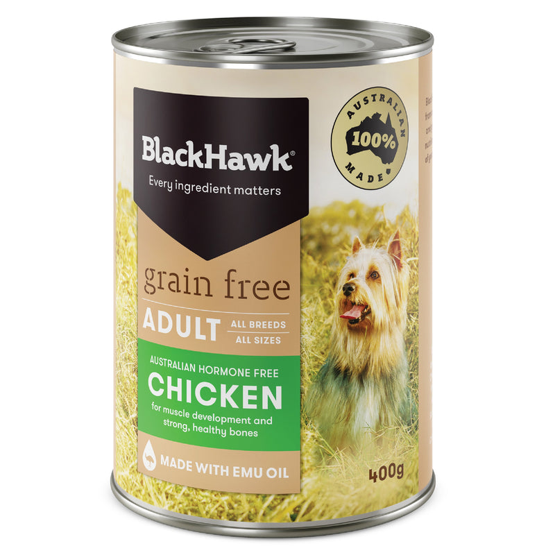 Black Hawk Grain Free Chicken Wet Dog Food 400g x 12^^^