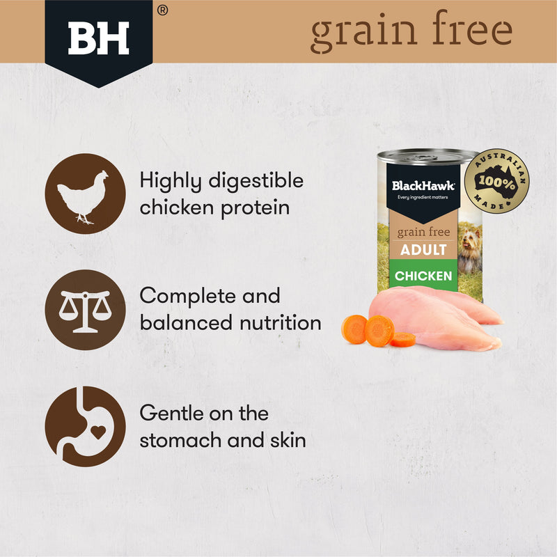Black Hawk Grain Free Chicken Wet Dog Food 400g x 12 ^._.^