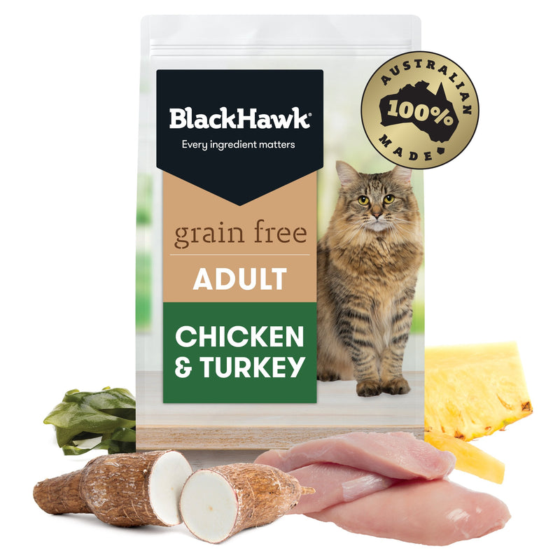 Black Hawk Grain Free Chicken and Turkey Dry Cat Food 1.2kg***-Habitat Pet Supplies
