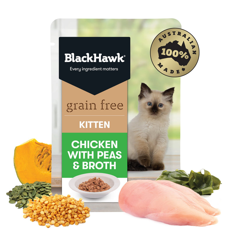 Black Hawk Grain Free Chicken with Peas and Broth Kitten Wet Cat Food 85g***-Habitat Pet Supplies