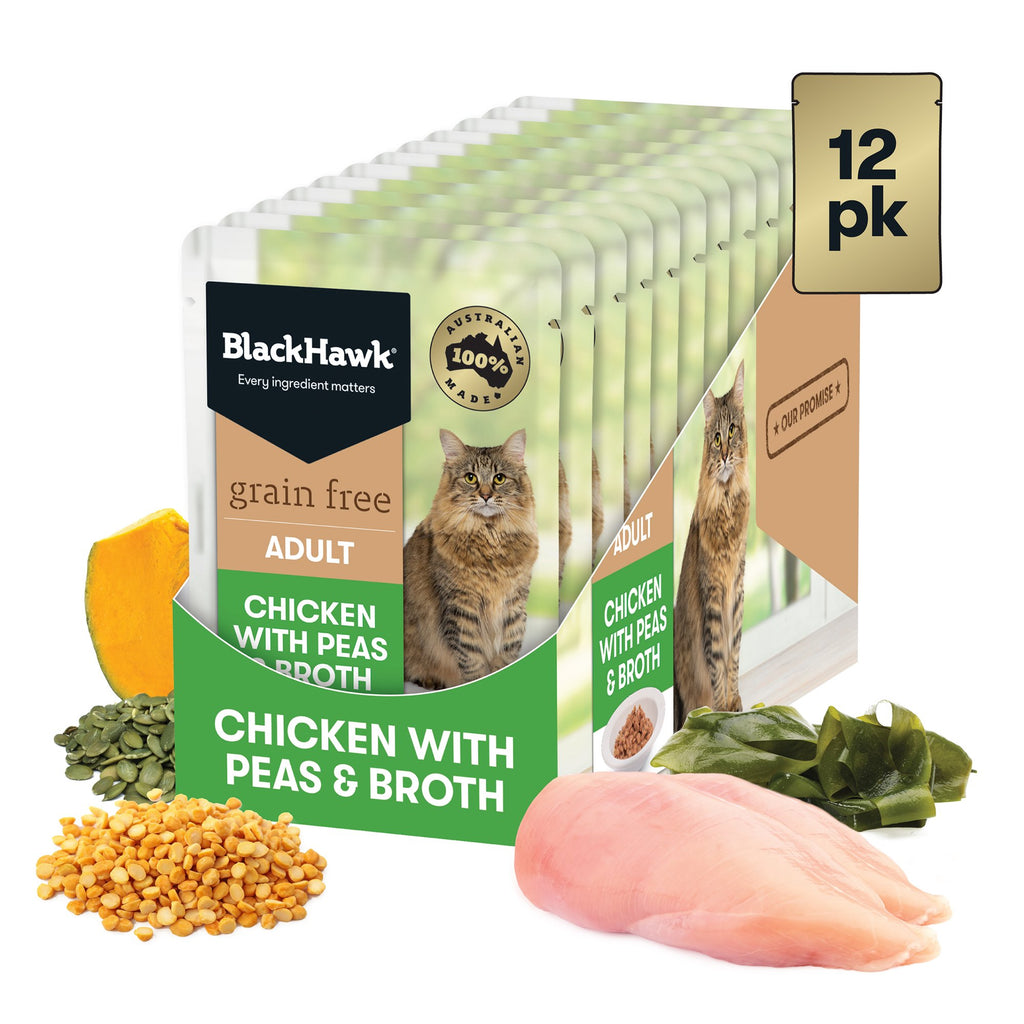 Black Hawk Grain Free Chicken with Peas and Broth Wet Cat Food 85g x 12***-Habitat Pet Supplies