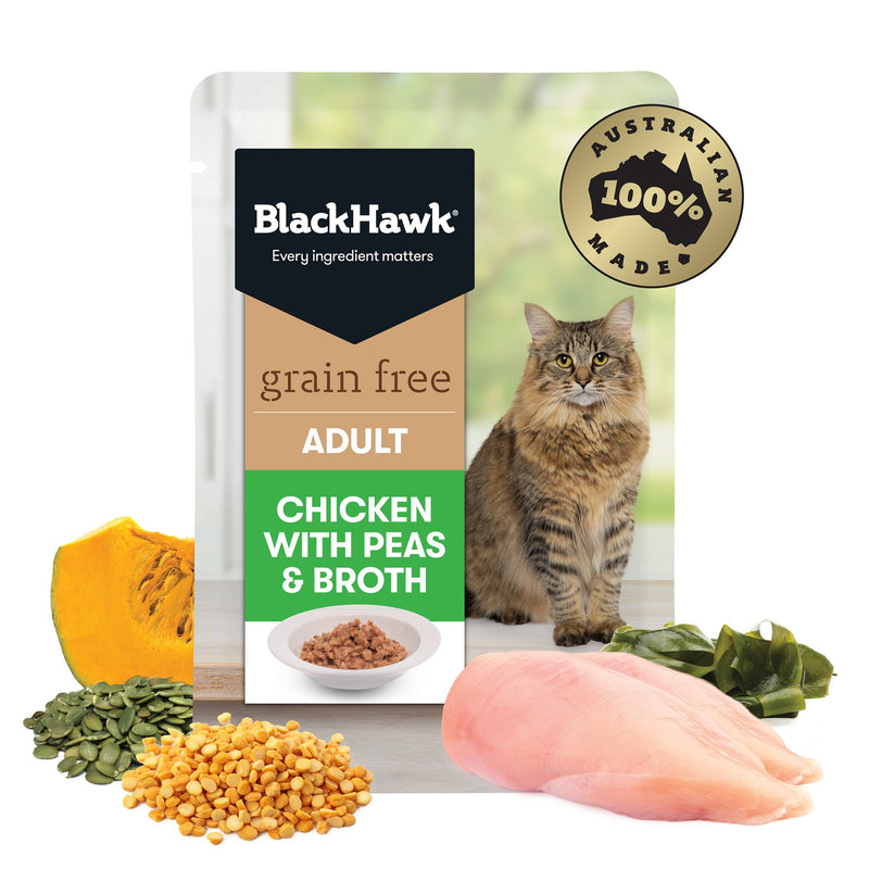 Black Hawk Grain Free Chicken with Peas and Broth Wet Cat Food 85g***-Habitat Pet Supplies