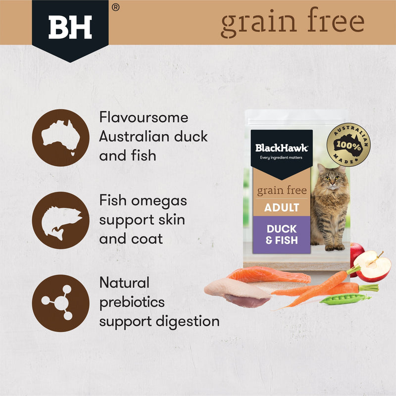 Black Hawk Grain Free Duck and Fish Dry Cat Food 1.2kg