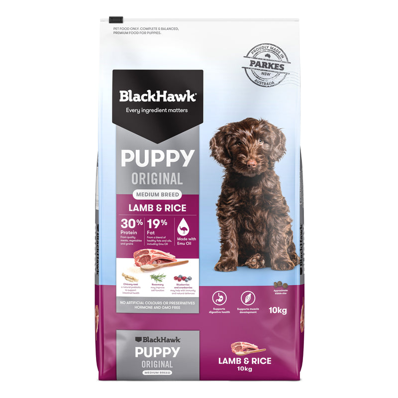 Black Hawk Lamb and Rice Medium Breed Puppy Dry Dog Food 10kg-Habitat Pet Supplies