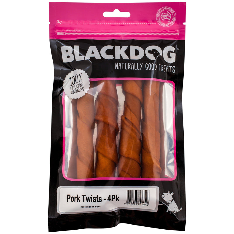Blackdog Pork Twists Dog Treats 4 Pack-Habitat Pet Supplies