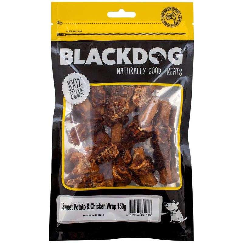 Blackdog Sweet Potato and Chicken Wraps Dog Treats 150g^^^-Habitat Pet Supplies