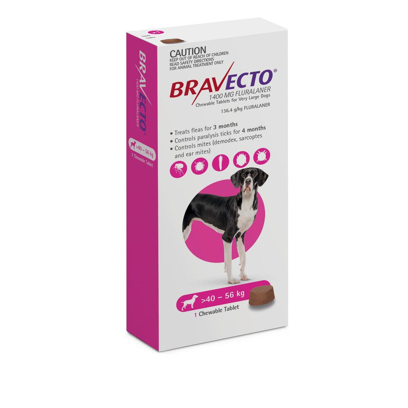 Bravecto Flea and Tick Chew for Extra Large Dogs 40kg-56kg Purple
