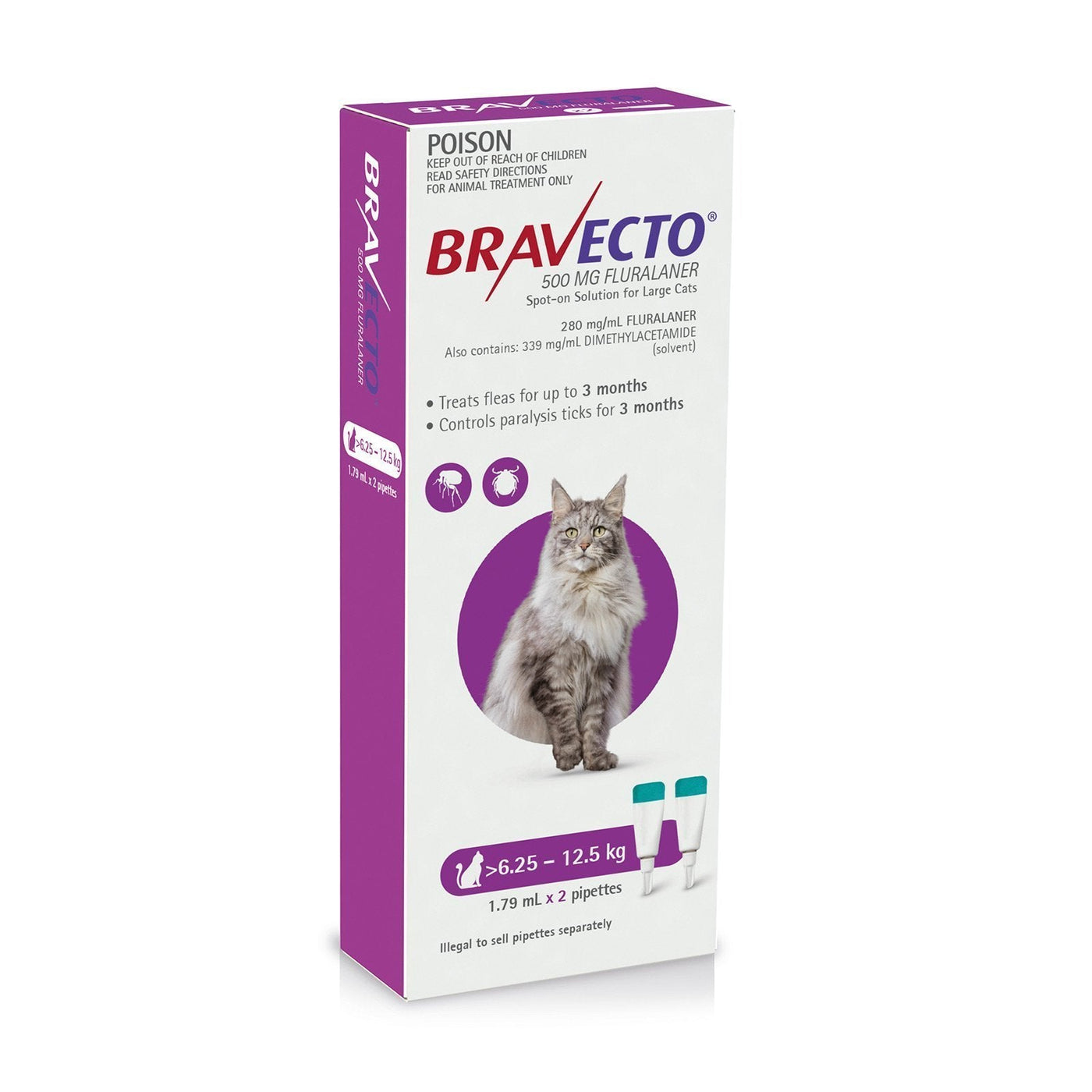 Bravecto Spot-On 3 Monthly Flea Treatment for Cats 6.25-12.5kg