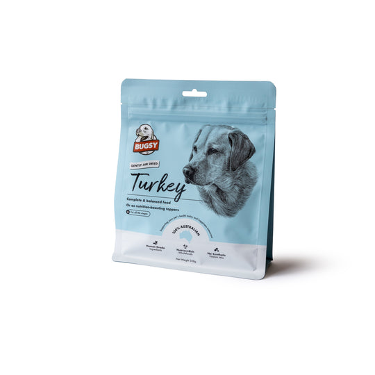 Bugsy Turkey Air Dried Raw Dog Food 328g ^._.^