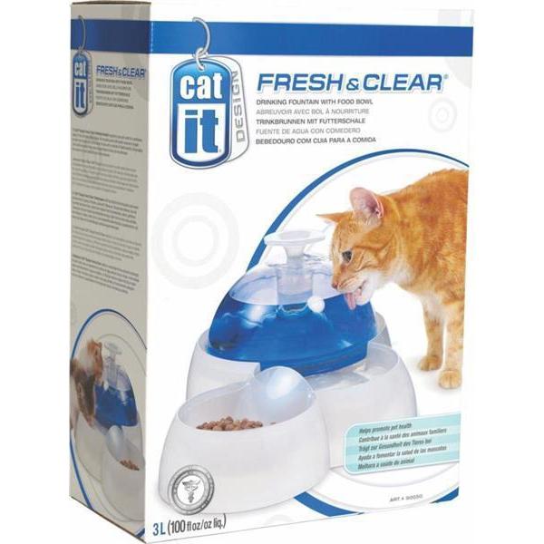 Catit Fresh and Clear Water Fountain and Feeding Station***-Habitat Pet Supplies