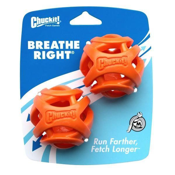 Chuckit Breathe Right Fetch Ball Medium Dog Toy 2 Pack^^^-Habitat Pet Supplies
