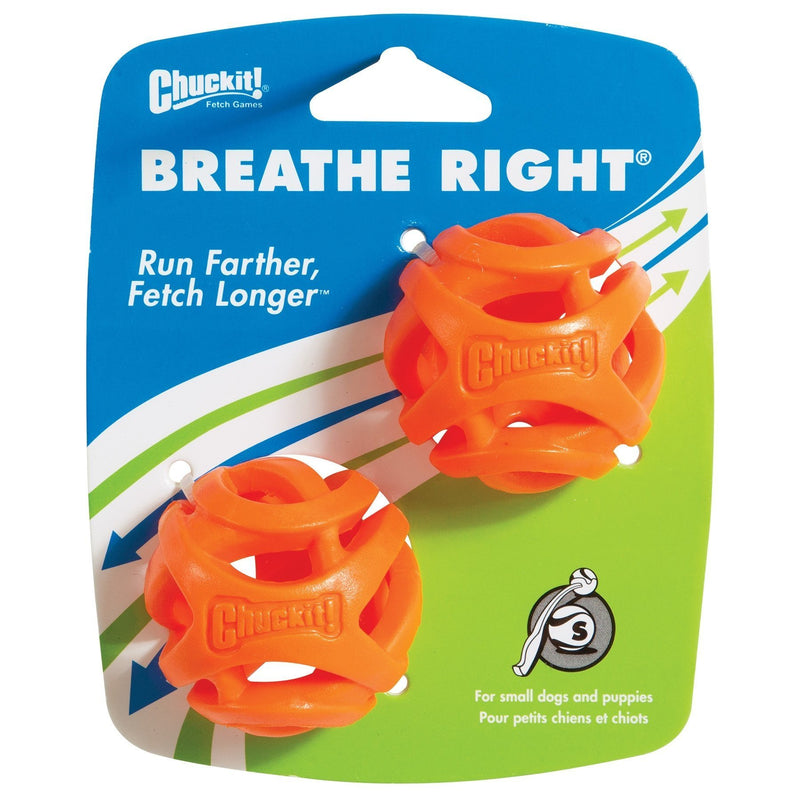 Chuckit Breathe Right Fetch Ball Small Dog Toy 2 Pack^^^-Habitat Pet Supplies