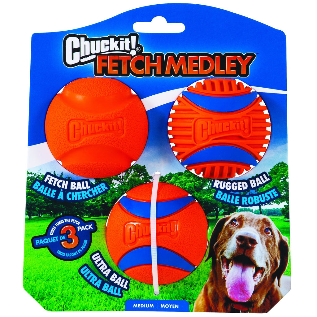 Chuckit Fetch Medley Ball Gen 3 Medium Dog Toy Set^^^-Habitat Pet Supplies