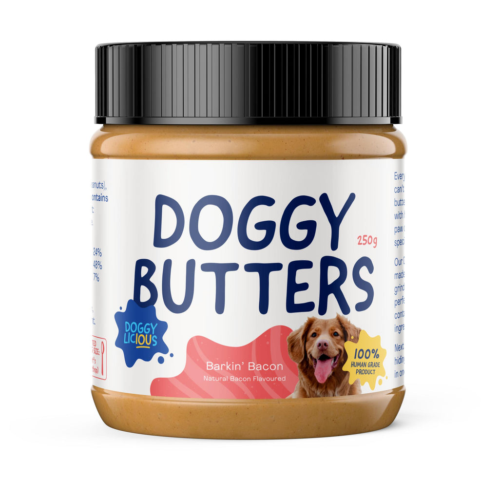 Doggylicious Barkin Bacon Doggy Peanut Butter 250g^^^-Habitat Pet Supplies