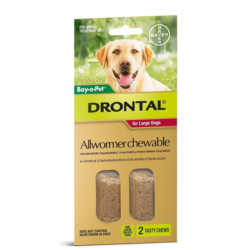Drontal Allwormer Chewables for Large Dogs 10-35kg 2 Pack-Habitat Pet Supplies