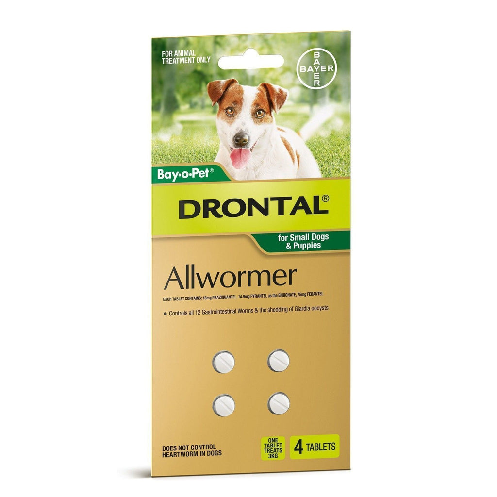 Drontal Allwormer Tablets for Small Dogs and Puppies up to 3kg 4 Pack-Habitat Pet Supplies